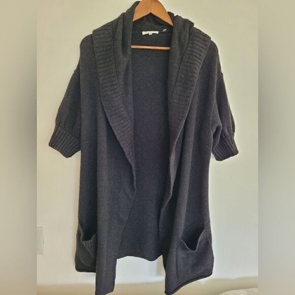 Vince Shawl Collar Cardigan Hooded Cashmere Blend shorter sleeves Women Size M - Picture 1 of 7